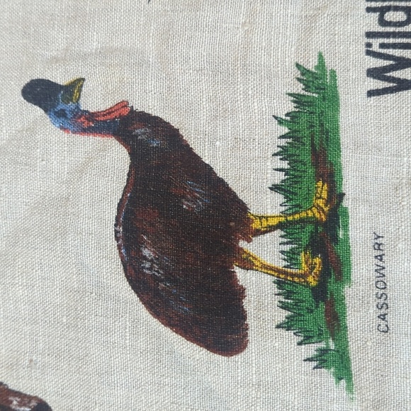 Vtg. 60s Wildlife of Australia Large Linen Square 48' with Animal Print - Picture 13 of 16